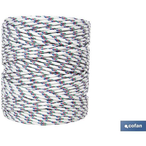 Polygeflochtene Kordel, Spule, 5 mm, 200 m, dreifarbig
