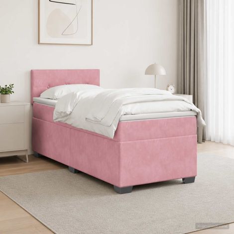 Lit boxspring avec matelas Rose 90 x 200 cm Velours (1/5)