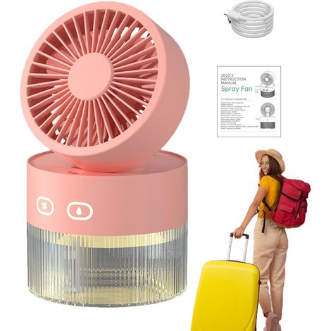 Ventilateur Misting Portable USB Rechargeable, Ventilateur Brumisateur d’Eau Pliable, Rafraîchisseur Personnel avec Spray pour Voyage, Plage et Extérieur (1/5)