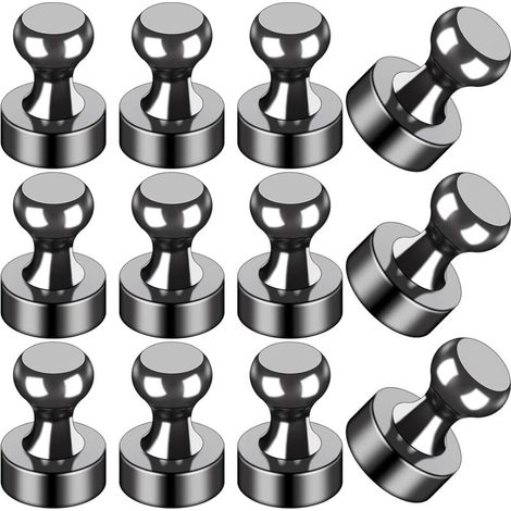 Lot de 12 aimants noirs pour réfrigérateur, pour tableau blanc, bureau, salle de classe, carte, cuisine (1/5)