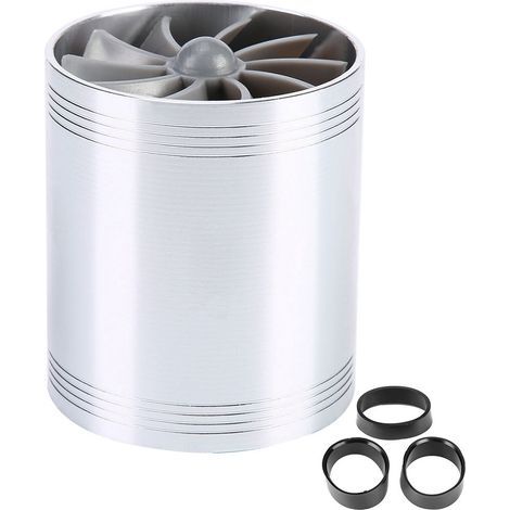 Turbonateur d'admission d'air de voiture, Turbine à double ventilateur, Super chargeur, économiseur de carburant, Turbo argent. (1/5)