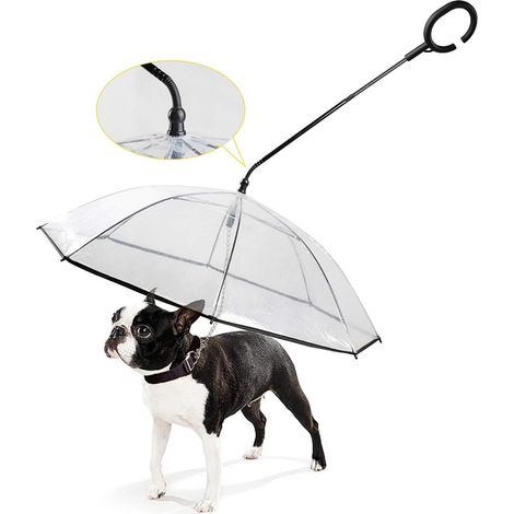 Parapluie pour animaux – Un parapluie transparent et réglable pour chien, spécialement conçu pour les jours de pluie, avec une sangle, convenant aux chiens et chats de petite et moyenne taille.
