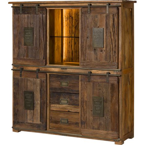 Credenza Mango / Legno riciclato naturale Laccato 150x45x160 cm montato RAILWAY LIMITED 120 (1/4)