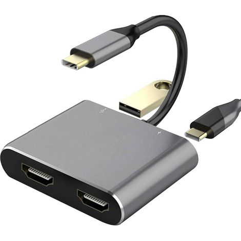Applicable Two HDMI2.0 USB C Hubs 4K Display Docking Station with Power Delivery Fast Charging and USB3.0 Port for Laptops (1/5)