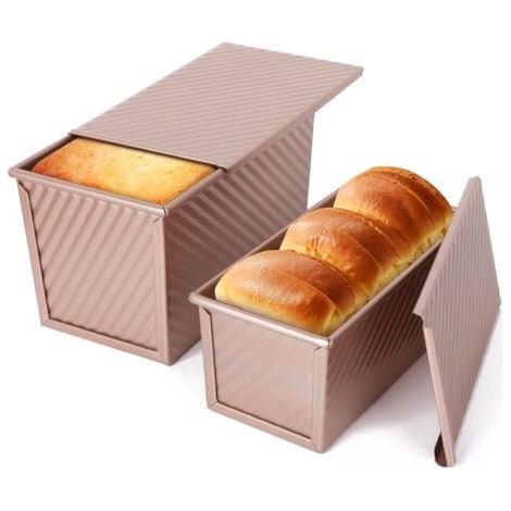 Set de 2 Moules à Pain Professionnels en Acier Carbone, 21X11.5X11CM, 19X9.5X8CM Revêtement Antiadhérent, Rectangulaire Moule a Brioche, Adapté à La Cuisson du Pain, Des Toasts,etc. (1/5)