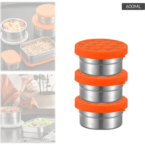 Sac à lunch en acier inoxydable, 600 ml, couleur orange, pour organiser ses repas au travail, à l'école, en pique-nique ou en voyage.-AquaForge (1/5)