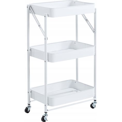 Estantería con ruedas, plegable, móvil, cocina, carrito TBR Gala, blanco, baño