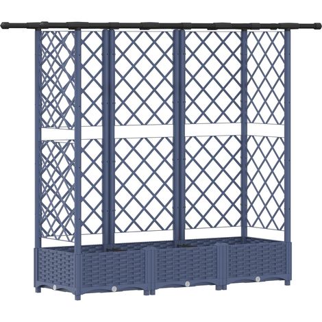 Fioriera da giardino Letto Rialzato con Griglia e Tetto Grigio 164 x 40 x 121 cm PP (1/5)