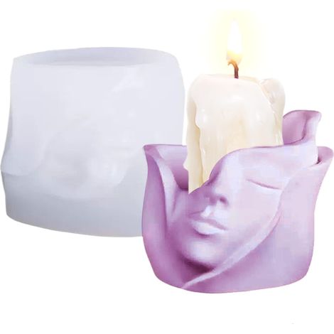 Moule de vase en silicone - Motif visage humain 3D - Moule de rangement multifonction pour savons, etc (1/5)