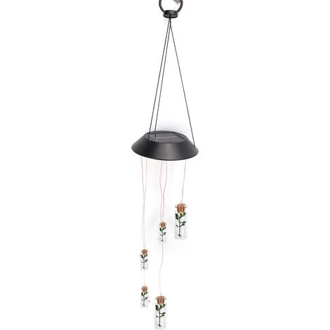Solarbetriebene LED-Windglocke, bunte Wunschflaschen-Windspiel-Dekoration für den Garten (1/5)