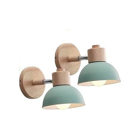 Vintage-Industrie-Wandleuchte in Grün, 15 cm – 2er-Set – Verstellbare Wandleuchte aus Holz und Metall – Elegante Wanddekoration, E27-Fassung, ideal für Wohnzimmer, Schlafzimmer, Flur oder Restaurant (1/5)