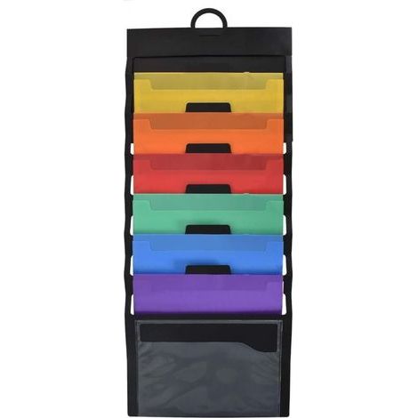 Organiseur de fichiers mural, présentoir mural pour magazines A4, présentoir pliable en plastique à 6 poches, porte-albums photo, présentoir de rangement pour documents. (1/4)