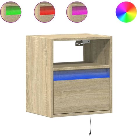 Meubles TV muraux lumières LED 2 pcs,Banc TV,Armoire TV chêne sonoma 41x31x45 cm CFW978496 (1/5)