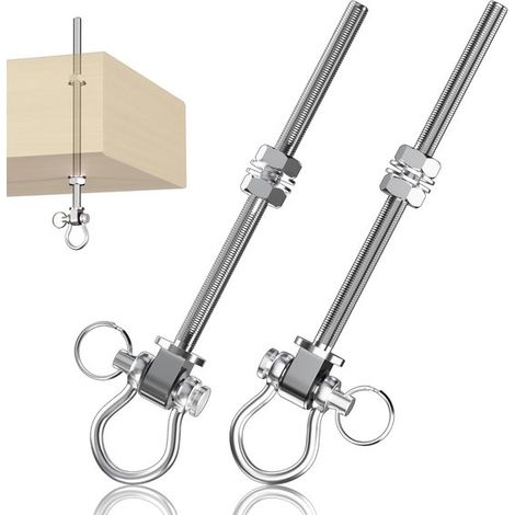 Ganchos para columpios - con rodamientos - herrajes de montaje de acero inoxidable - 2 unidades - aptos para hamacas y columpios (1/5)
