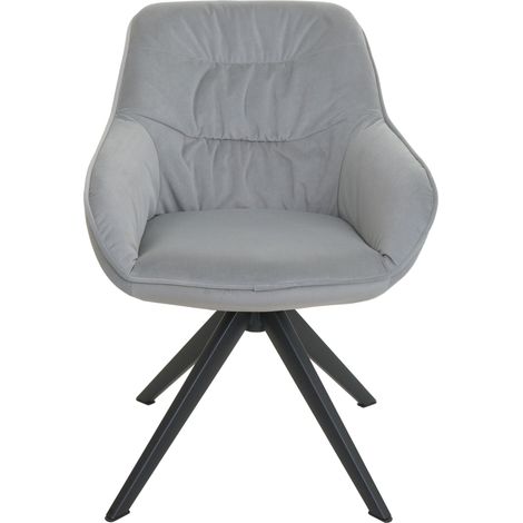 [NON UTILIZZATO] Set 6x sedie poltrone girevoli con braccioli elegante imbottita HHG-779 tessuto grigio chiaro