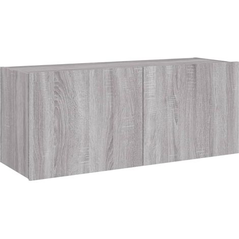 Mobile TV multimediale scaffale TV credenza TV sala da pranzo soggiorno camera da letto montaggio a parete con luci LED sonoma 100 x 35 x 41 cm grigio 020028038