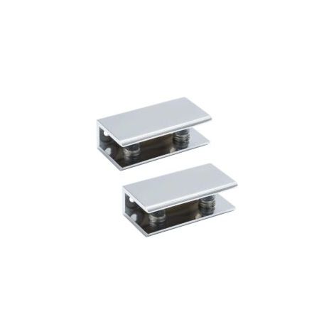 Clips pour verre, supports d'étagère en verre, supports d'étagère muraux, charnières de porte, adaptés au verre de 8 à 12 mm d'épaisseur, surface en acier inoxydable poli, lot de 2. - Crezuo (1/4)