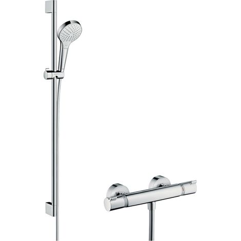 Brausethermostat-Set Hansgrohe Croma Select S Vario Brausestange 900 mm, Handbrause Ø 110 mm und Brauseschlauch, chrom - 27014400 (1/4)