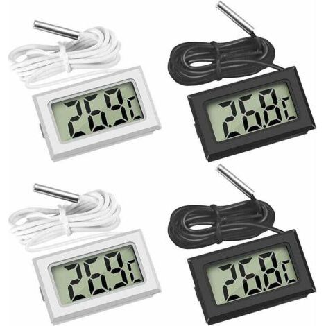 Mini Digital LCD Thermomètre Température avec Sonde de Température Capteur Testeur ,Guazhuni (2X Noir 2X Blanc)