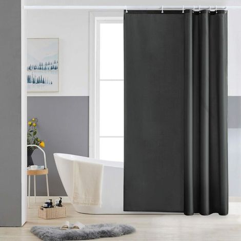 Rideau de Douche Lavable Tissu Imperméable Gris Foncé Rideau de Baignoire Anti Moisissure Textile en Polyester 120x200cm avec 8 Crochets (1/5)
