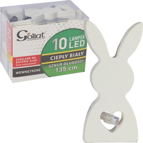 Ghirlanda luminosa pasquale con coniglietti a LED bianchi, 10 pezzi, a batteria, decorazione per casa e giardino (1/4)