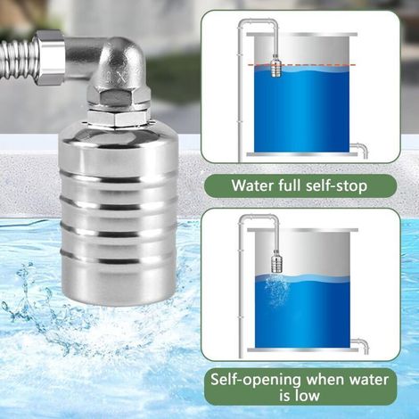 3/4" Vanne à Flotteur Entièrement Automatique, Valve De Contrôle Du Niveau D'Eau en Acier Inoxydable 304, Régulateur de Niveau d'eau Automatique Pour Réservoirs D'Eau, Piscines, Tours D'Eau