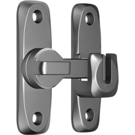 Loquet de porte basculant - Serrure de porte de sécurité - Serrure de porte basculante avec trou pour cadenas - (Gris) (1/4)