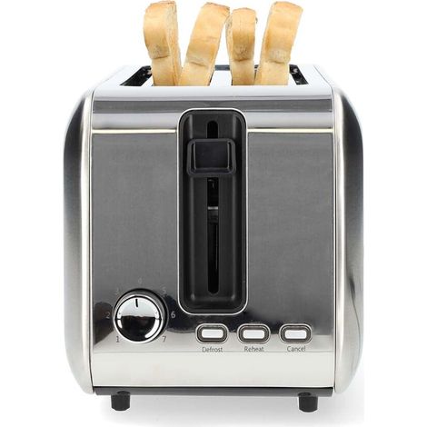 Nedis Toaster / 2 Lange Schlitze / Bräunungsstufen: 7 / Auftaufunktion / Aluminium / Silber