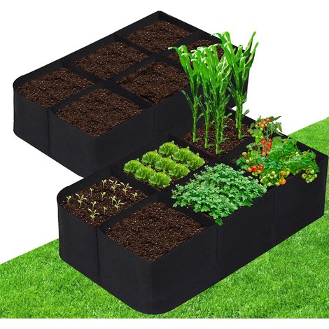 Paquet de 2 lits de jardin de fleurs d'herbes, sacs de culture de plantes de jardin 120x60x30cm pour la culture en tissu, de légumes et surélevés (1/5)