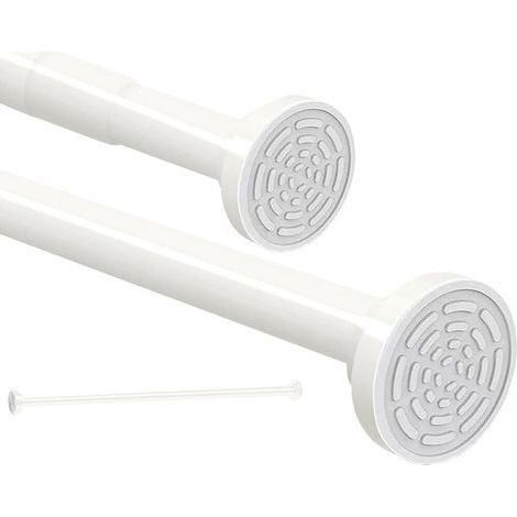 1 - Tringle télescopique - Acier inoxydable - Extensible par rotation - Pour douche et baignoire - Blanc - 120x290cm (1/5)
