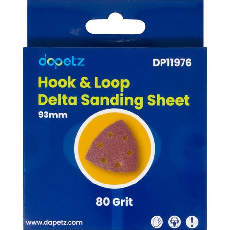 Dapetz ® Multi Tool Triangle Sanding Pads 5PCS Compatible with Bosch, Makita & Black Decker 93mm Detail Sander Pads Dust-Free 6-Holes Electric Sander Sandpaper Sheets Hook and Loop 80 Grit (1/5)