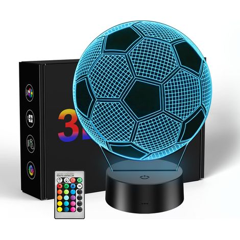 Veilleuse 3D à illusion d'optique pour adolescents (garçons et filles), 16 couleurs changeantes, décoration pour chambre de fan de football, cadeau d'anniversaire ou de Noël pour les 6-12 ans (1/5)