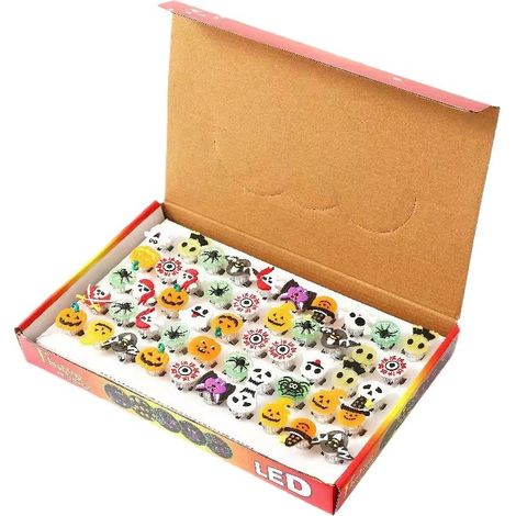 40er-Packung LED-Leuchtringe für Halloween, ideal für Halloween-Partys, für Kinder, Süßigkeiten nicht enthalten