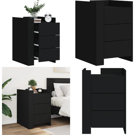 Table de chevet noir 45x50x65 cm bois d’ingénierie - Table De Chevet - Meuble De Chambre - Commode - Tiroir - Bois D'ingénierie - Home & Living (1/5)