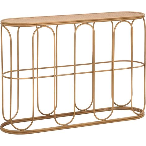 Console in metallo stile boho chic con piano in rattan Samui (1/5)