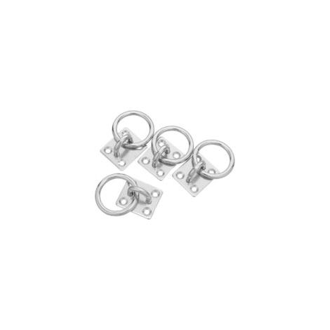 Set di 4 robusti ganci appendiabiti in acciaio inox con piastra quadrata e anelli ad occhiello per montaggio a soffitto - Crezuo (1/4)