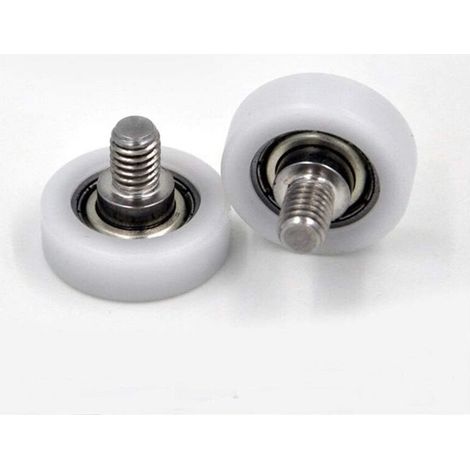 Lntyq Roulettes de porte et fenêtre en acier inoxydable 26 mm M6 x 8, silencieuses, avec roulements recouverts de plastique rouge Pom 625 (2 pièces) (1/5)