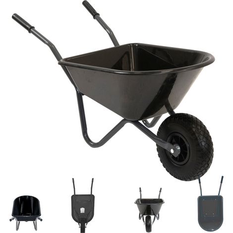 Kinderschubkarre uni schwarz 40 kg 20L Kunststoffwanne Vollgummirad Schiebkarre Gartenkarre