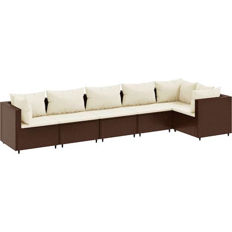 Maison Exclusive - Set Mobili da Giardino 6pz con Cuscini in Polyrattan Marrone