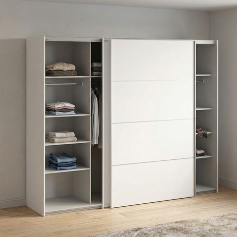 Dmora - Guardaroba 2 ante Calixte, Mobile camera da letto, Cabina armadio portabiti, Armadio appendiabiti, 243x64 h202 cm, Bianco (1/5)