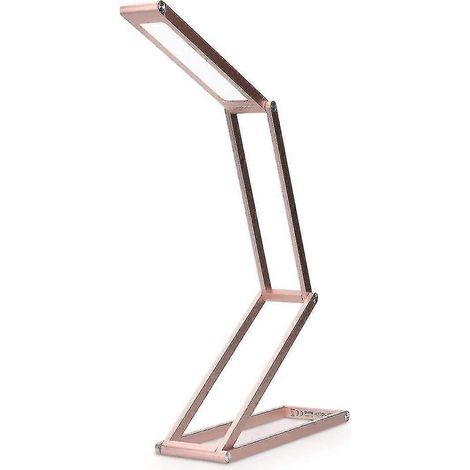 Lampe de bureau LED pliable - Lampe de table USB portable et pliable avec 3 niveaux de luminosité - Idéale pour la maison, la lecture, les études, le travail et les voyages - Or rose (1/5)
