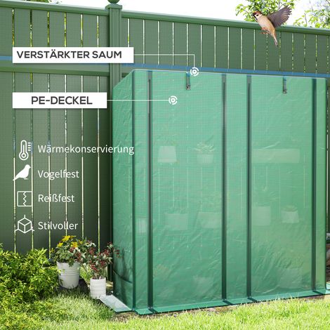 Mini-serre à 3 étagères, couverture plastique anti-UV, portable, porte coulissante, 144x48x152 cm, vert (1/5)