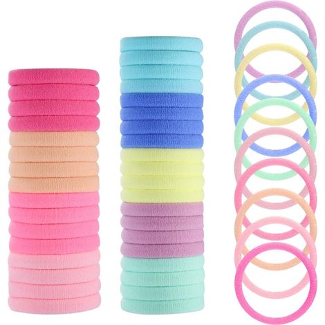 100 PCS Elastique Cheveux Fille, 4.3cm Bande de Cheveux Chouchous Élastiques Femme Elastique Cheveux Doux pour Filles et Enfants (6 Couleurs) (1/5)