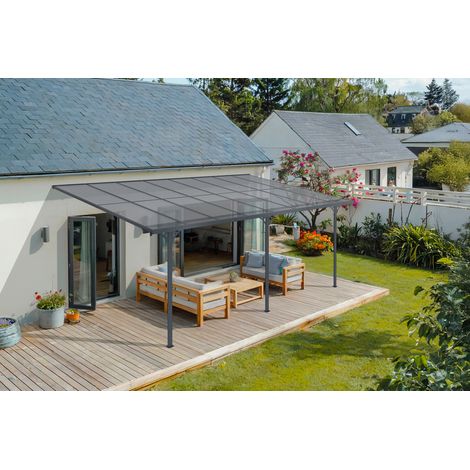 Pergola/Cochera adosada KLEO 500L300 aluminio Gris