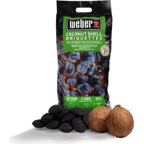 Weber Bricchette Carbone Guscio di Cocco 4 kg – BBQ Ecologico e Lunga Durata