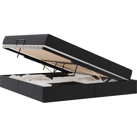 Letto con contenitore e materasso 2 pcs Nero Pelle vidaXL (1/5)