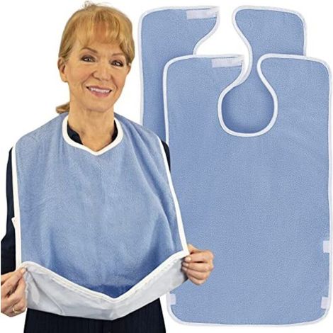 Vive Bavoirs imperméables pour adultes avec sangle réglable - Grand tissu éponge lavable et réutilisable