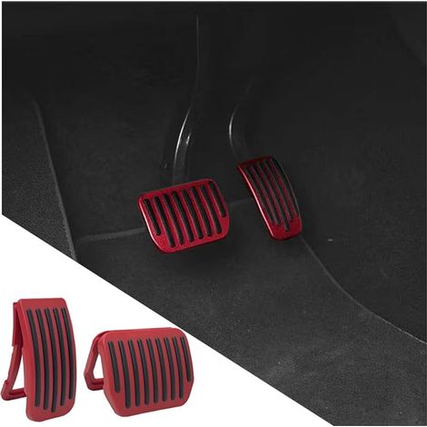 2pcs Coussinets de Pédale D'Embrayage, Pédales de Voiture, Pédales Antidérapantes Universelles de Voiture, Voiture Universelle Pédale Frein a Essence Automatique Antidérapante(Rouge)