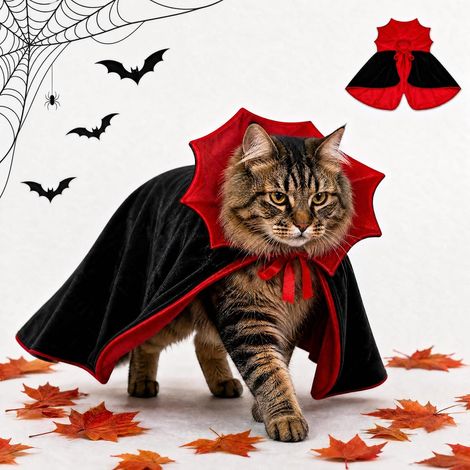 3 Halloween Katzenkostüm, Vampir Umhang, vêtements Kostüm pour chien chat, taille M (1/5)