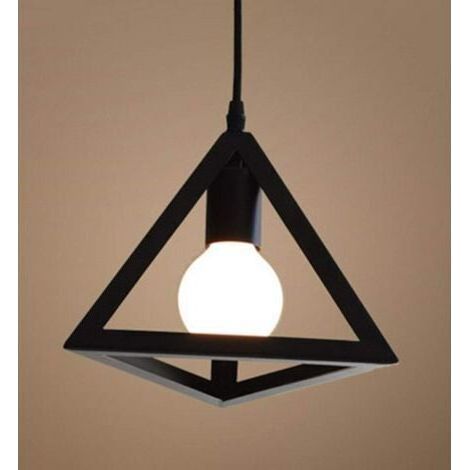Suspension de style industriel rétro, abat-jour triangulaire en métal, idéale pour la cuisine, la chambre, le salon et l'extérieur, avec éclairage LED blanc chaud de 5 W. (1/4)